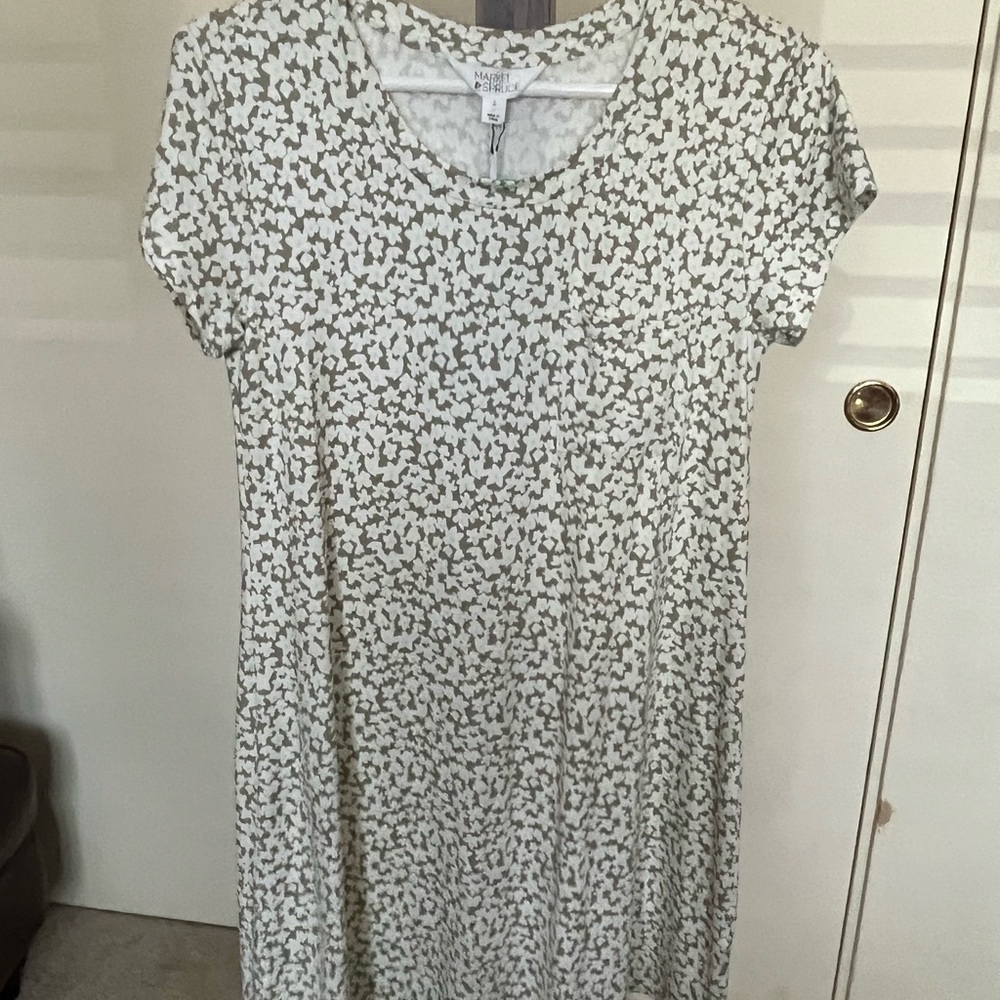 Market & Spruce Olive Patterned Midi Dress